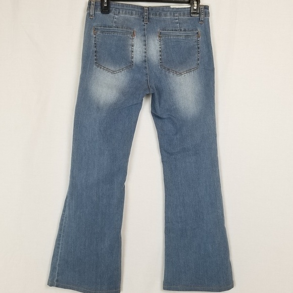 UNIQ jeans flare bell Hippie retro faded distressed - Picture 2 of 6
